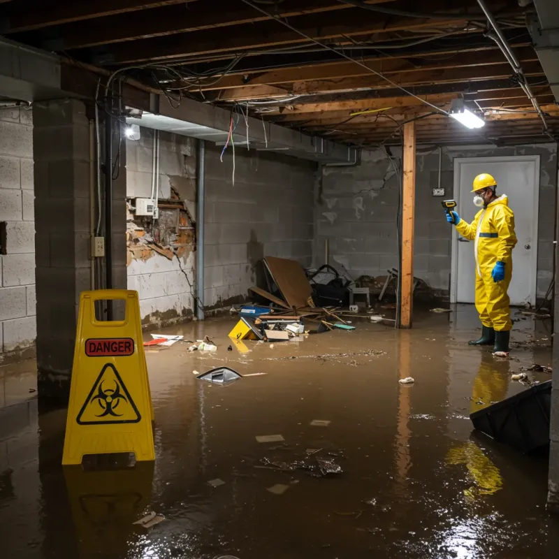 Flooded Basement Electrical Hazard in Swepsonville, NC Property